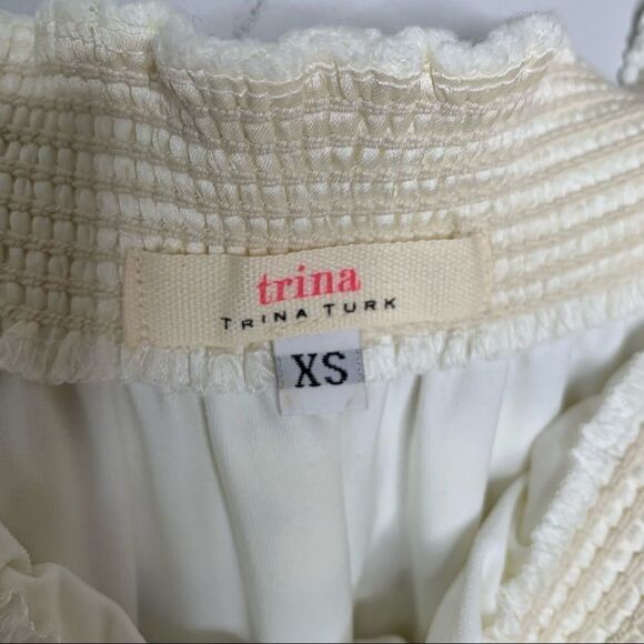 Trina Turk Hoku Embroidery Stripe Lace Off Shoulder Dress - Picture 5 of 5